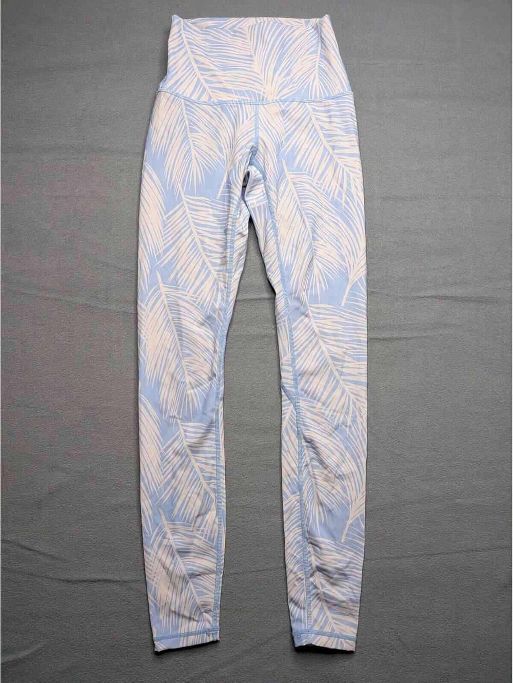 Spiritual Gangster Leggings XS Blue Palm Leaf High Waist Ankle Yoga Gym Workout